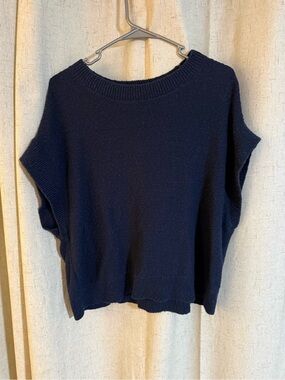 LOFT Navy Sleeveless Crewneck Knit Top